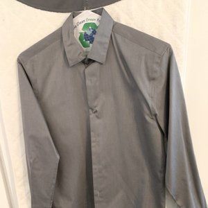 Perry Ellis Dark Gray 100% cotton men's shirt S